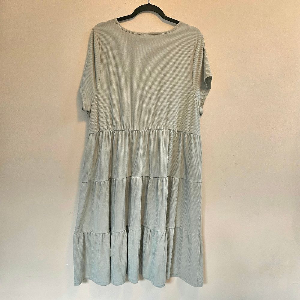Planet Gold Plus Dress Women Size 3X Sage Green V-Neck Tiered Dress Brunch